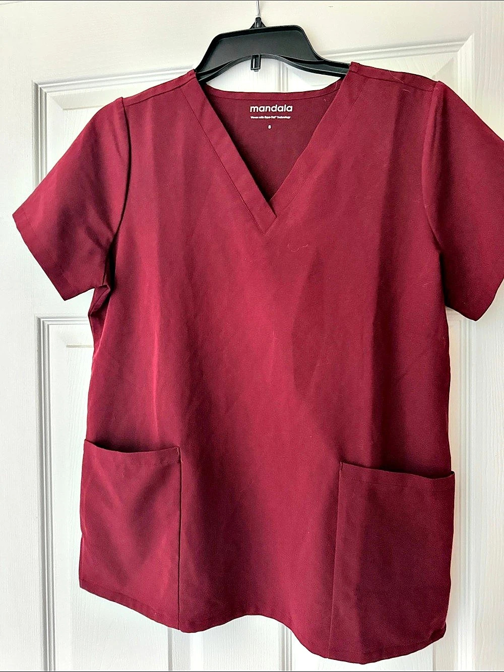 Mandala Scrub Set V-Neck Top and Jogger Pants Burgundy - SMALL top and MEDIUM pa